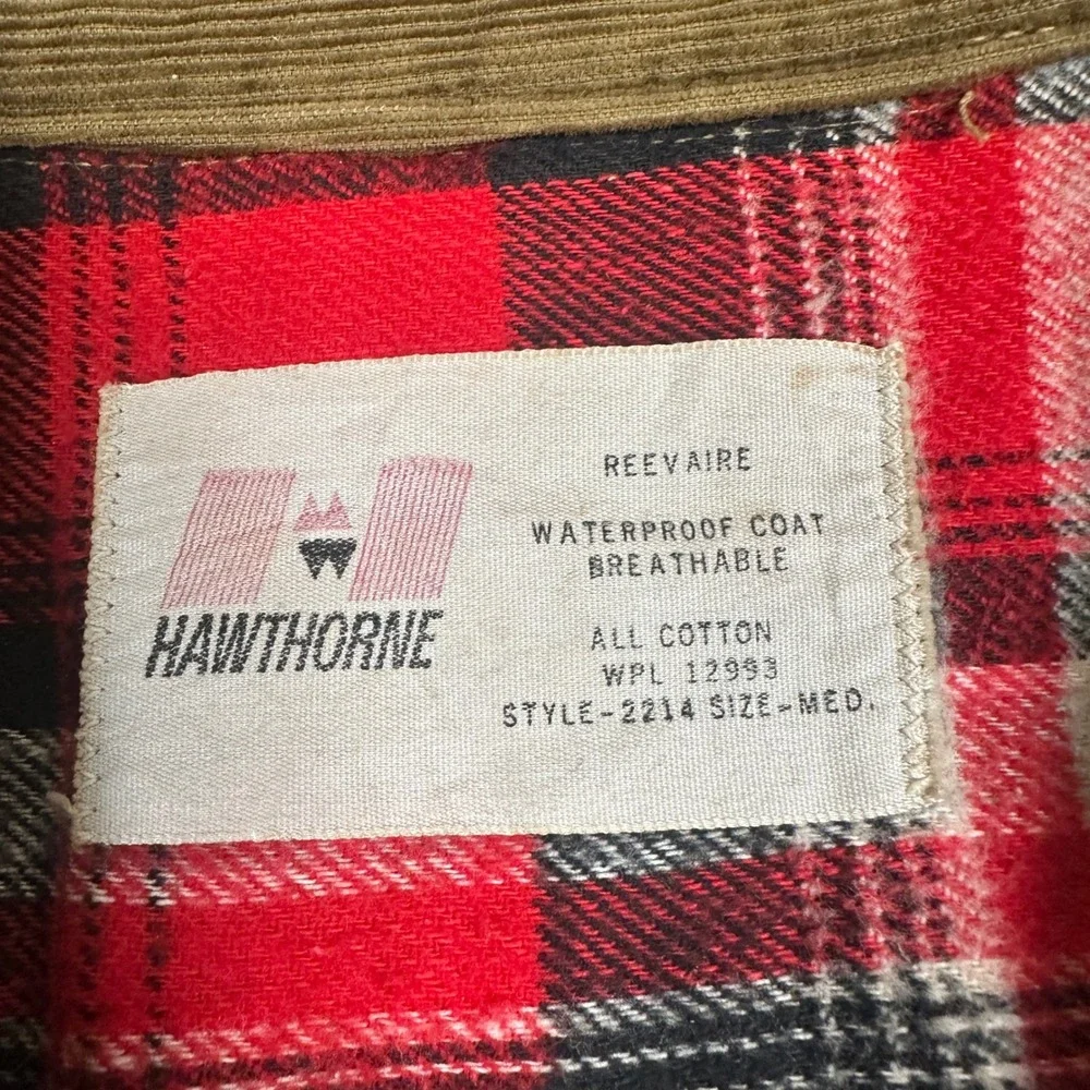 Hawthorne Vintage Tan Hunting‎ Field Jacket Plaid Lined Coat shooting corduroy